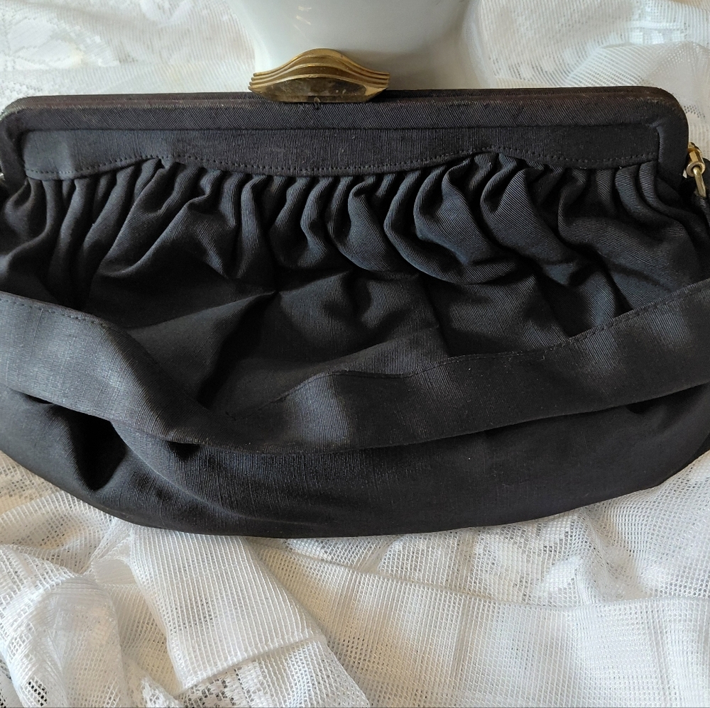 Garay Antique Black Gathered Clutch